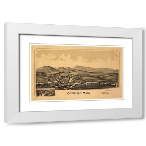 Glendale Massachusetts - Burleigh 1890  White Modern Wood Framed Art Print with Double Matting by Burleigh