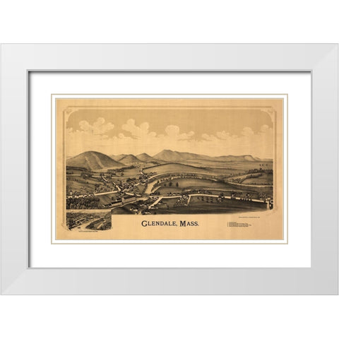 Glendale Massachusetts - Burleigh 1890  White Modern Wood Framed Art Print with Double Matting by Burleigh