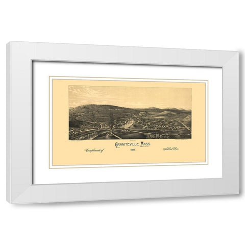Graniteville Massachusetts - Burleigh 1886  White Modern Wood Framed Art Print with Double Matting by Burleigh