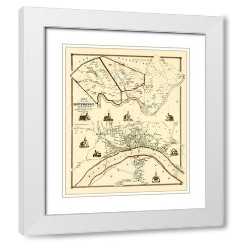 Haverhil Massachusetts Landowner - Jaques 1851 White Modern Wood Framed Art Print with Double Matting by Jaques