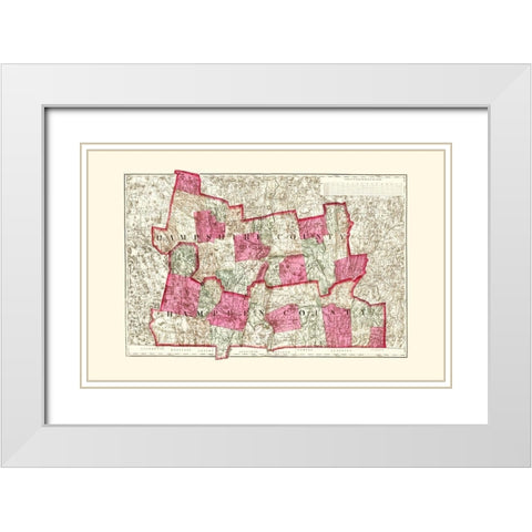 Hampshire  Hampden Massachusetts - Walling 1871 White Modern Wood Framed Art Print with Double Matting by Walling