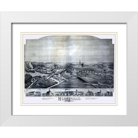 Hebronville Massachusetts - Bailey 1891  White Modern Wood Framed Art Print with Double Matting by Bailey
