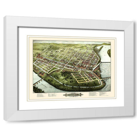 Holyoke Massachusetts - Bailey 1877 White Modern Wood Framed Art Print with Double Matting by Bailey