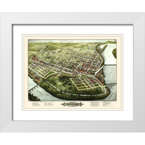 Holyoke Massachusetts - Bailey 1877 White Modern Wood Framed Art Print with Double Matting by Bailey