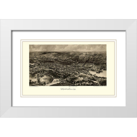 Hopedale Massachusetts - Poole 1899  White Modern Wood Framed Art Print with Double Matting by Poole
