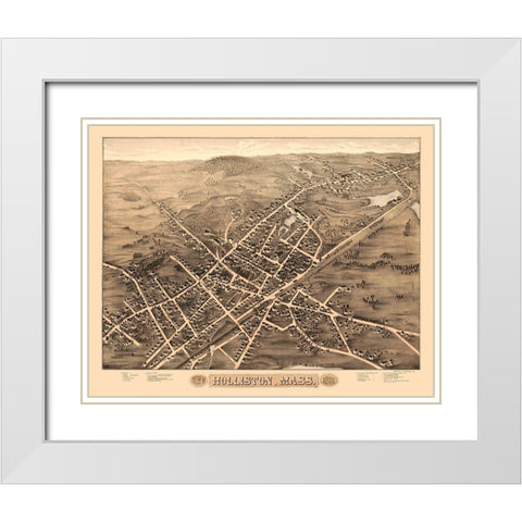 Holliston Massachusetts - Brenner 1878  White Modern Wood Framed Art Print with Double Matting by Brenner