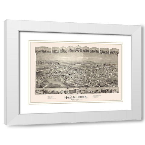 Holbrook Massachusetts -1892 White Modern Wood Framed Art Print with Double Matting by Unknown