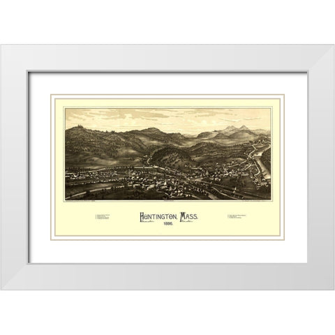 Huntington Massachusetts - Burleigh 1886  White Modern Wood Framed Art Print with Double Matting by Burleigh