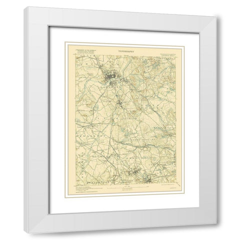 Lawrence Massachusetts Sheet - USGS 1893 White Modern Wood Framed Art Print with Double Matting by USGS