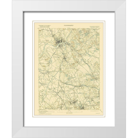 Lawrence Massachusetts Sheet - USGS 1893 White Modern Wood Framed Art Print with Double Matting by USGS