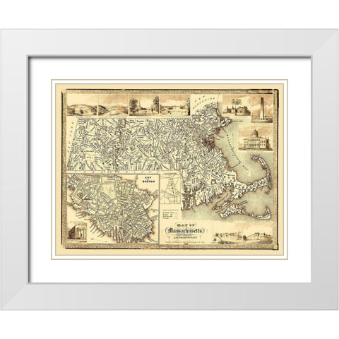 Massachusetts - Goldthwait 1838 White Modern Wood Framed Art Print with Double Matting by Goldthwait