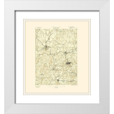 Marlboro Massachusetts Sheet - USGS 1890 White Modern Wood Framed Art Print with Double Matting by USGS