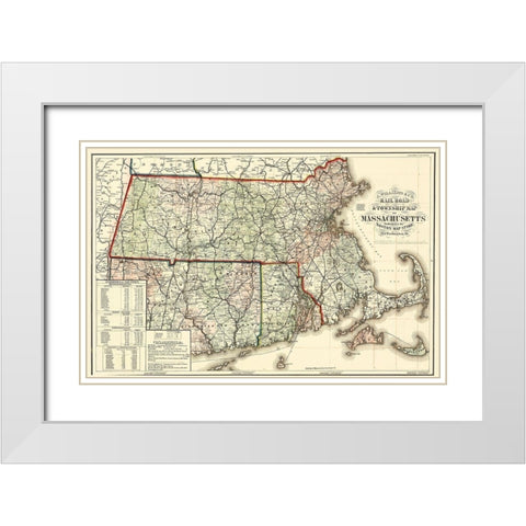 Massachusetts - William 1879 White Modern Wood Framed Art Print with Double Matting by William