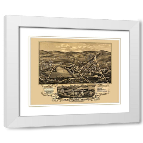 Maynard Massachusetts - Bailey 1879  White Modern Wood Framed Art Print with Double Matting by Bailey