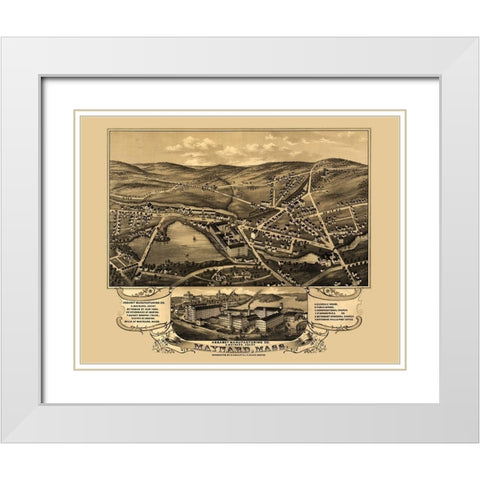 Maynard Massachusetts - Bailey 1879  White Modern Wood Framed Art Print with Double Matting by Bailey