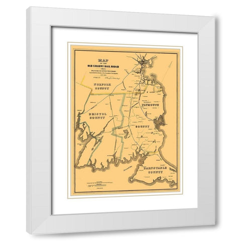 Old Colony Railroad - Eaton 1850  White Modern Wood Framed Art Print with Double Matting by Eaton