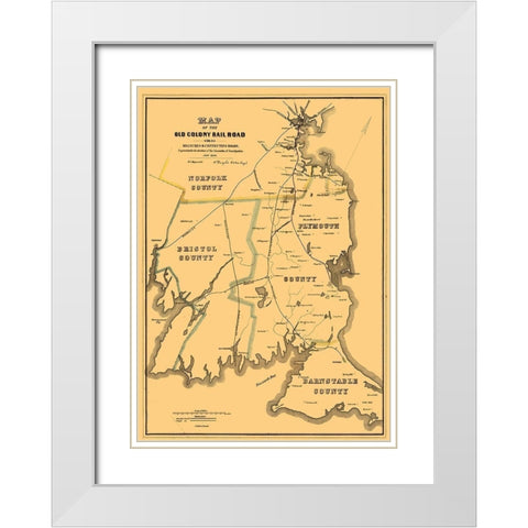 Old Colony Railroad - Eaton 1850  White Modern Wood Framed Art Print with Double Matting by Eaton