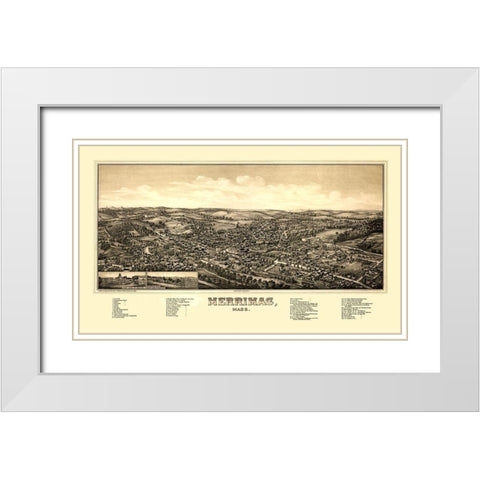 Merrimac Massachusetts - Norris 1889  White Modern Wood Framed Art Print with Double Matting by Norris