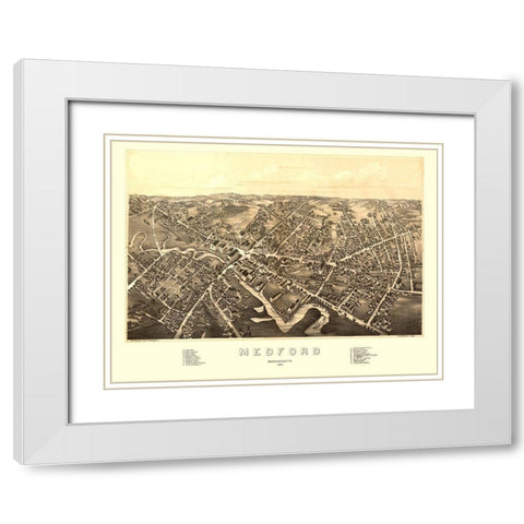 Medford Massachusetts - Bailey 1880  White Modern Wood Framed Art Print with Double Matting by Bailey