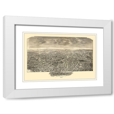 Newton Massachusetts - Bailey 1897 White Modern Wood Framed Art Print with Double Matting by Bailey