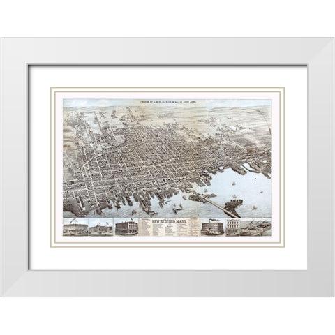 New Bedford Massachusetts - Wing 1876  White Modern Wood Framed Art Print with Double Matting by Wing