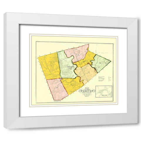 Norton Massachusetts - Walling 1855 White Modern Wood Framed Art Print with Double Matting by Walling