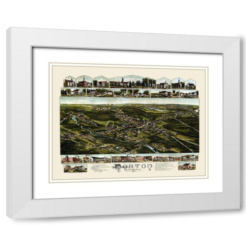 Norton Massachusetts - Bailey 1891  White Modern Wood Framed Art Print with Double Matting by Bailey