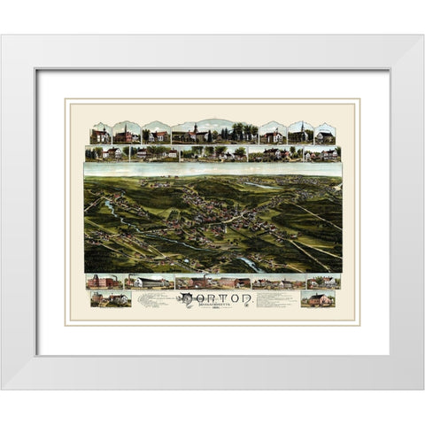 Norton Massachusetts - Bailey 1891  White Modern Wood Framed Art Print with Double Matting by Bailey