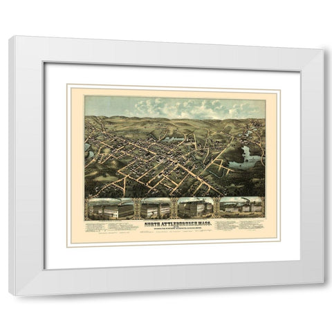 North Attleboro Massachusetts - Bailey 1878  White Modern Wood Framed Art Print with Double Matting by Bailey