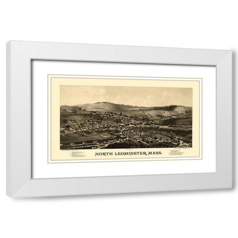 North Leominster Massachusetts - Burleigh 1887  White Modern Wood Framed Art Print with Double Matting by Burleigh