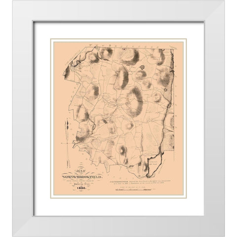North Brookfield Massachusetts - Nye 1830  White Modern Wood Framed Art Print with Double Matting by Nye