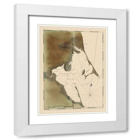 Plymouth Bay - 1770 White Modern Wood Framed Art Print with Double Matting by Unknown