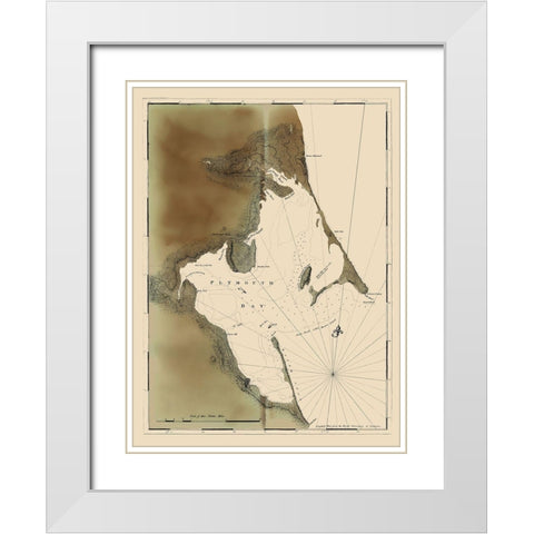 Plymouth Bay - 1770 White Modern Wood Framed Art Print with Double Matting by Unknown