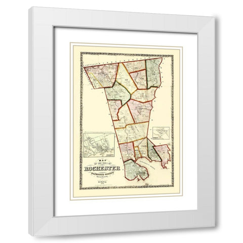 Rochester Massachusetts - Walling 1856 White Modern Wood Framed Art Print with Double Matting by Walling