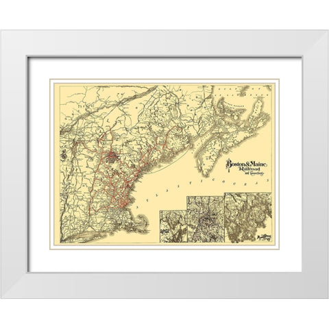 Boston and Maine Railroad - Avery 1888 White Modern Wood Framed Art Print with Double Matting by Avery