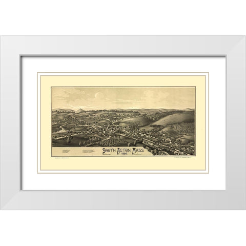 South Acton Massachusetts - Burleigh 1886  White Modern Wood Framed Art Print with Double Matting by Burleigh