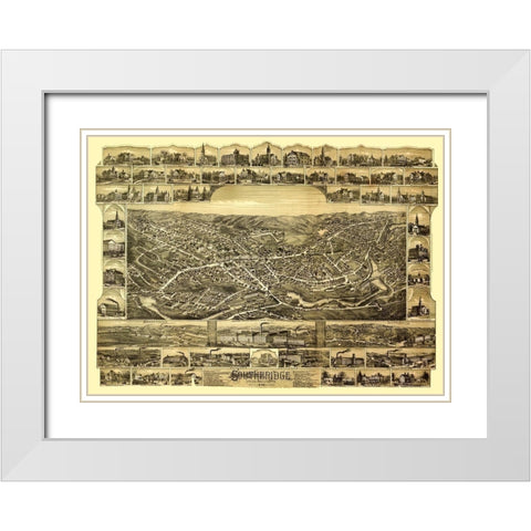 Southbridge Massachusetts - Bailey 1892  White Modern Wood Framed Art Print with Double Matting by Bailey