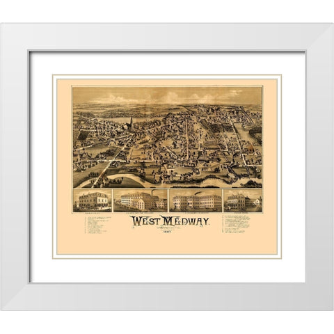 West Medway Massachusetts -1887 White Modern Wood Framed Art Print with Double Matting by Unknown
