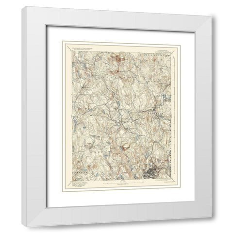 Worcester Massachusetts Quad - USGS 1892 White Modern Wood Framed Art Print with Double Matting by USGS