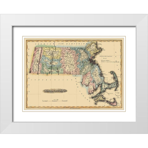 Massachusetts - Lucas 1823 White Modern Wood Framed Art Print with Double Matting by Lucas