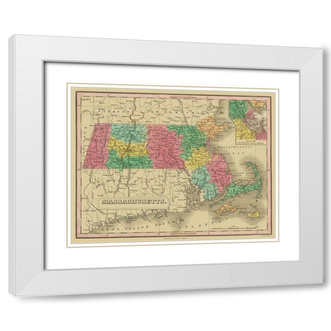Massachusetts - Finley 1831 White Modern Wood Framed Art Print with Double Matting by Finley