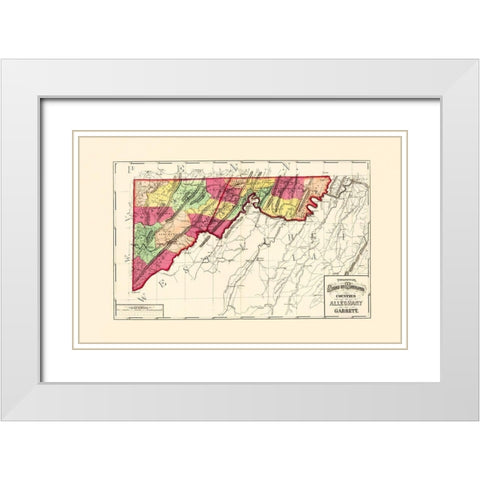 Alleghany  Garret Maryland - Martenet 1873 White Modern Wood Framed Art Print with Double Matting by Martenet
