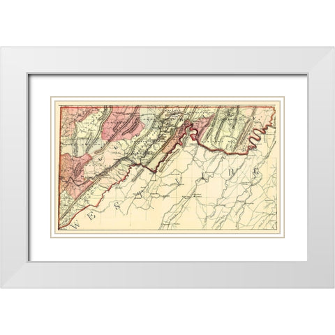 Alleghany Maryland - Martenet 1866 White Modern Wood Framed Art Print with Double Matting by Martenet