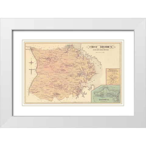 Anne Arundel  First District Maryland White Modern Wood Framed Art Print with Double Matting by Hopkins