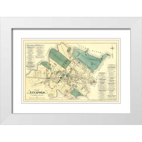 Annapolis Maryland Landowner - Hopkins 1878 White Modern Wood Framed Art Print with Double Matting by Hopkins
