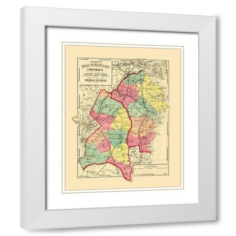 Anne Arundel  Prince George Maryland - Walling White Modern Wood Framed Art Print with Double Matting by Walling