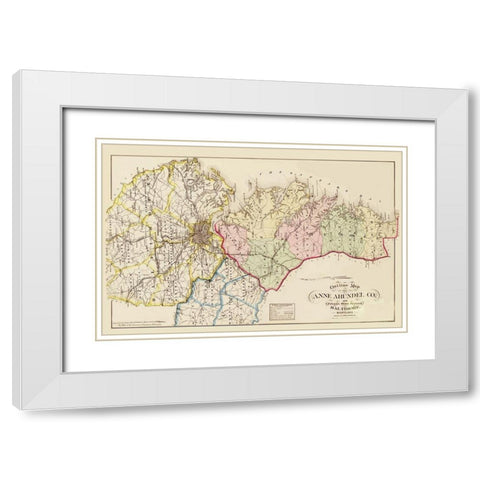 Anne Arundel  Baltimore Maryland - Hopkins 1878 White Modern Wood Framed Art Print with Double Matting by Hopkins