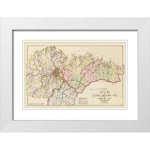 Anne Arundel  Baltimore Maryland - Hopkins 1878 White Modern Wood Framed Art Print with Double Matting by Hopkins