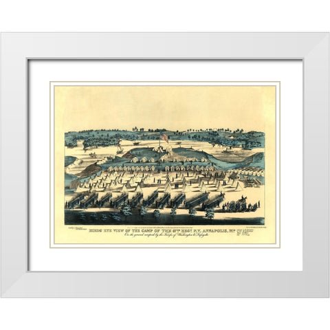 Annapolis Maryland - Rees 1863  White Modern Wood Framed Art Print with Double Matting by Rees