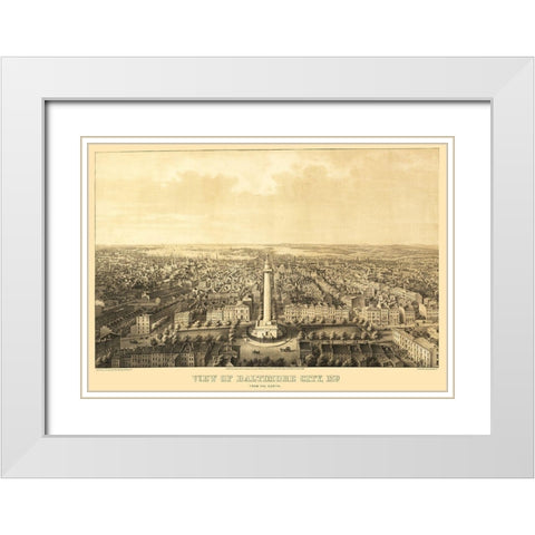 Baltimore Maryland - Sachese 1862 White Modern Wood Framed Art Print with Double Matting by Sachese